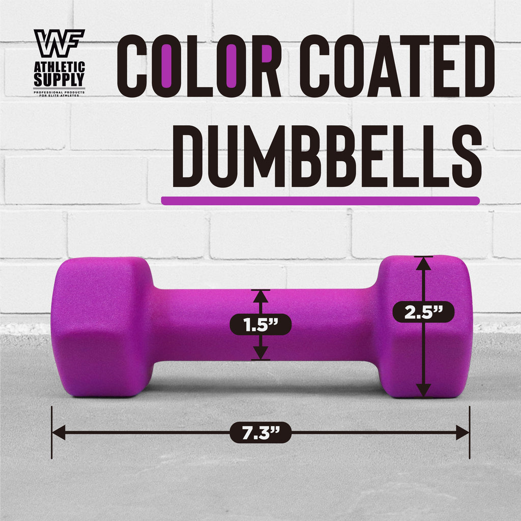 Neoprene Hex Dumbbells Pair Color-Coded Cast Iron Non-Slip Hand Weights for Women Men Strength Training Home Gym Workout 2LB 5LB 8LB 12LB 15LB Anti-Roll