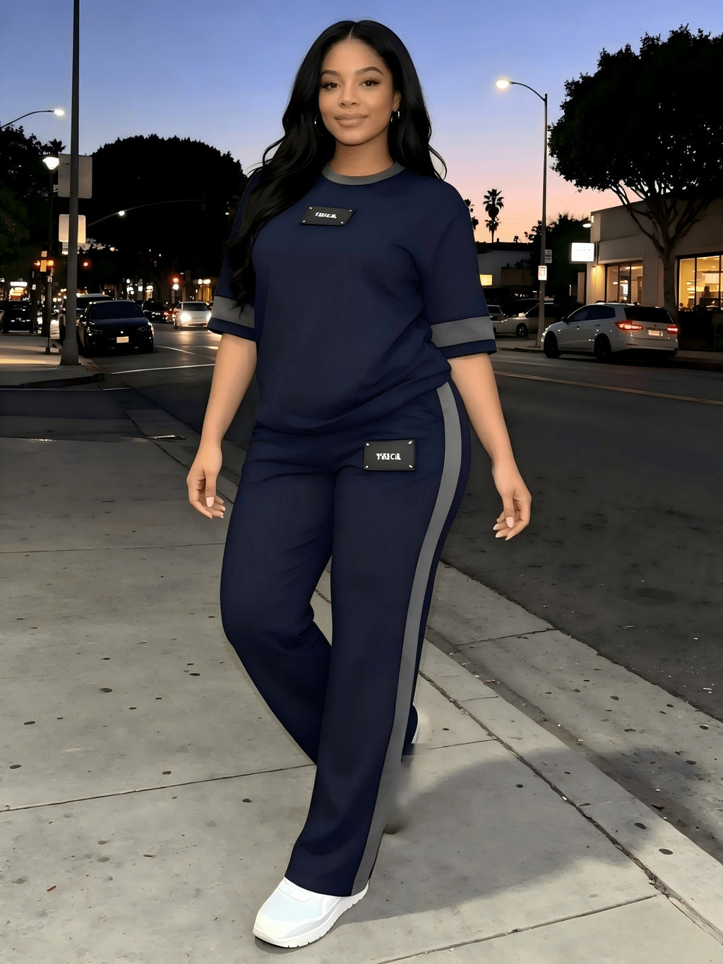 Women's Two-Piece Casual Set Long Sleeve Crew Neck Top Wide Leg Pants Stretchy Soft Loungewear Tracksuit Spring Summer Workout Commute Outfit S-XXL Multi-Color