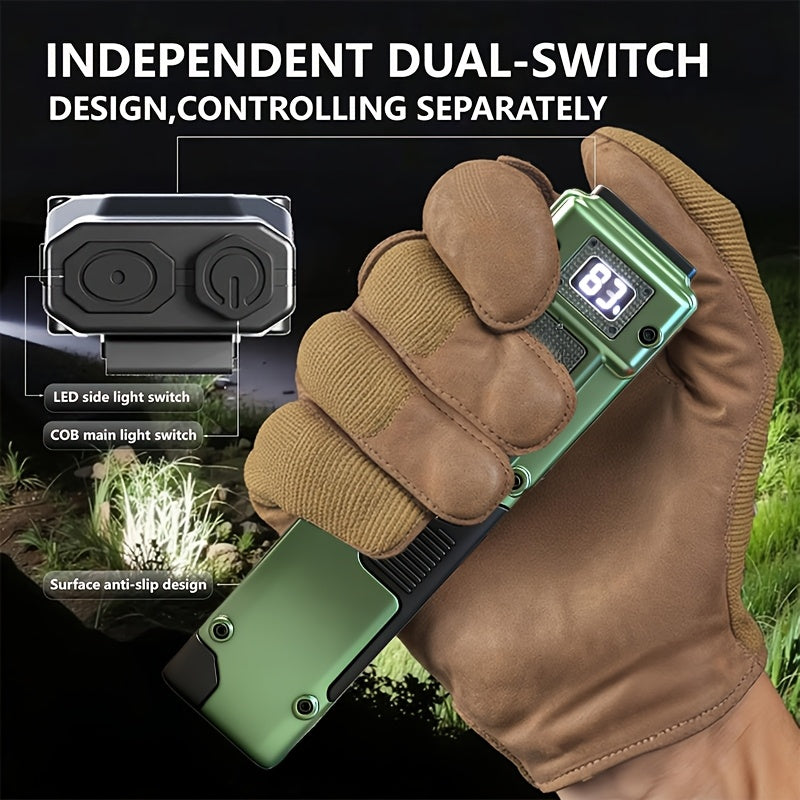 2-Pack Tactical Flashlight Set 4000 Lumens USB-C Rechargeable EDC Flashlight with 8 Modes LCD Display Backup Light for Camping Survival Fishing Emergency Power Outage Gift for Men
