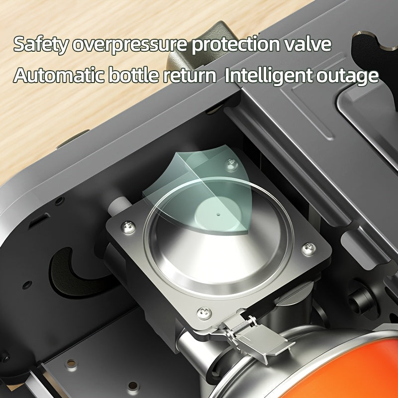 Portable Butane Camping Stove with Piezoelectric Ignition & Safety Lock – Windproof Outdoor Camp Burner for Hiking BBQ Korean Cooking, Overvoltage Protection, Energy Efficient