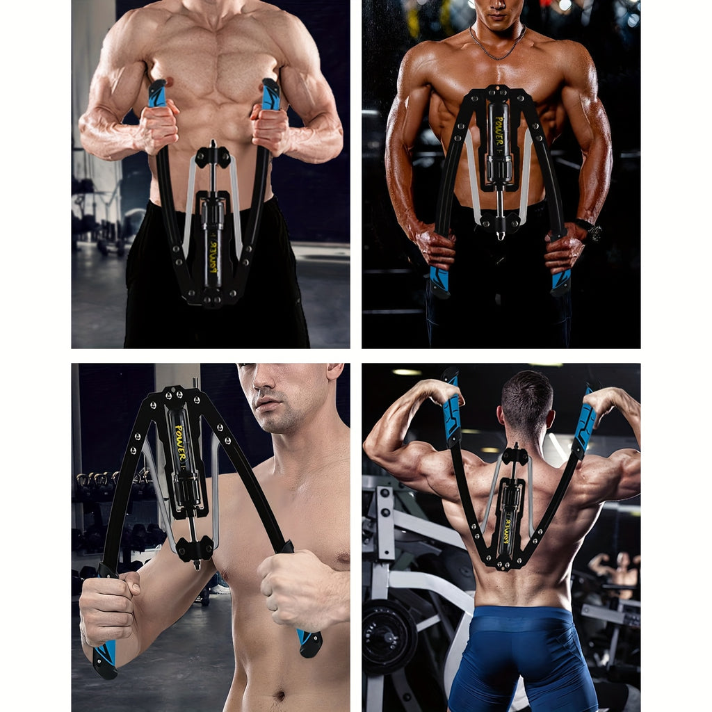 Hydraulic Arm Trainer 22-440 lbs 20-Level Resistance Home Gym Upper Body Strength Machine Chest Shoulder Back Bicep Foldable Carbon Steel Non-Slip
