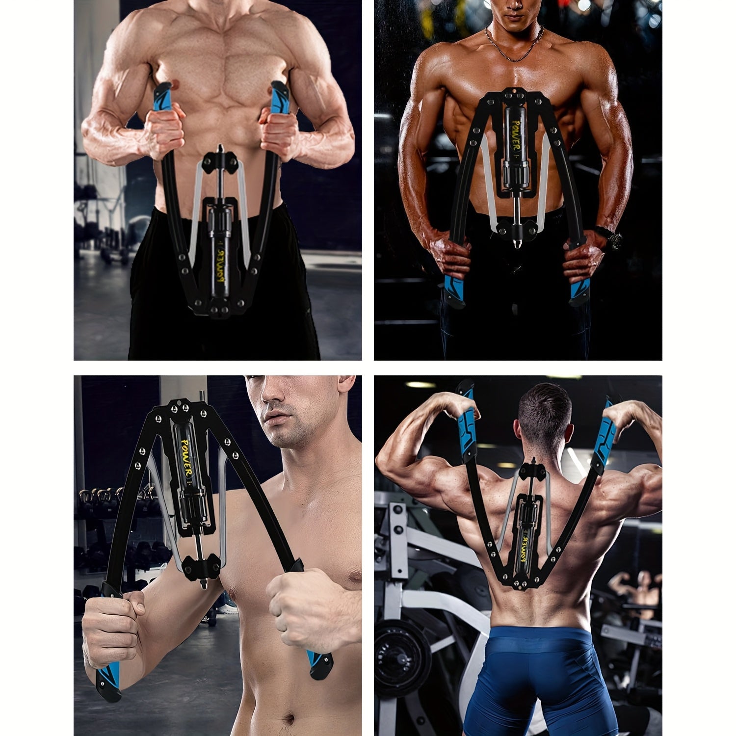 Hydraulic Arm Trainer 22-440 lbs 20-Level Resistance Home Gym Upper Body Strength Machine Chest Shoulder Back Bicep Foldable Carbon Steel Non-Slip