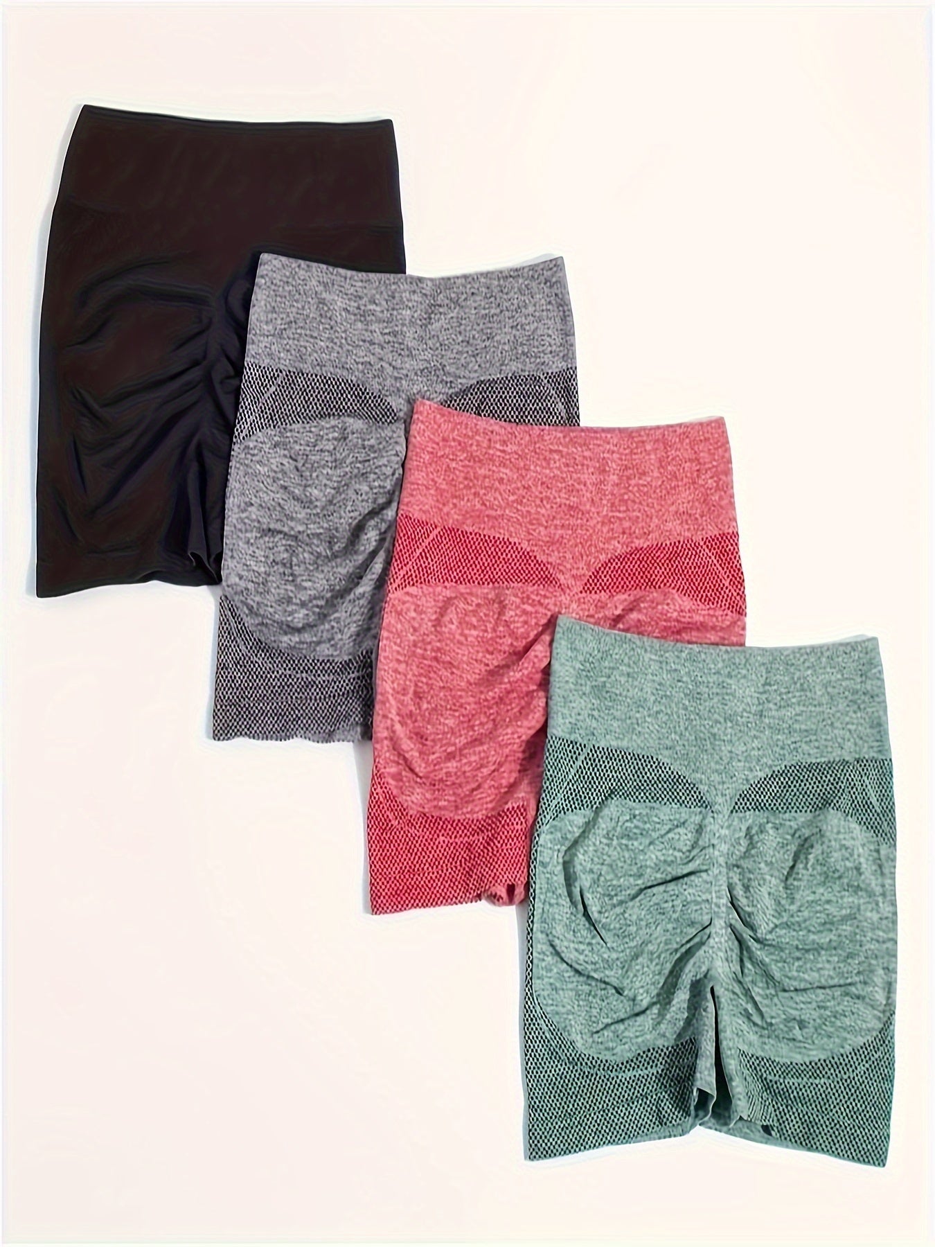 Women's High Waist Gym Shorts 4-Pack Seamless Quick-Dry – High-Stretch Yoga Short Leggings for Workout Running Pilates HIIT Biker Shorts Squat Proof Compression Athletic Shorts M L XL