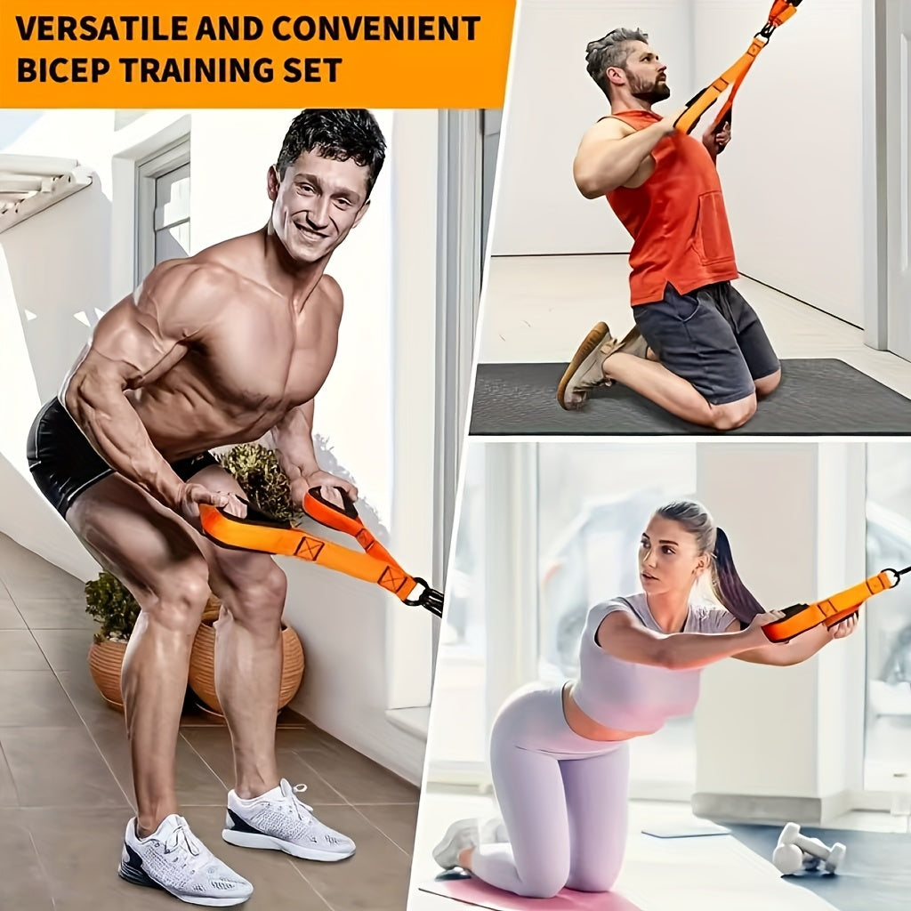 Resistance Bands Set 5-Piece 225lbs Heavy Duty Latex with Door Anchor Handle – Lat Pulldown Face Pull Bicep Curl Tricep Pushdown Shoulder Press Seated Row Home Gym Cable Machine Alternative for Men Women Black Blue Yellow