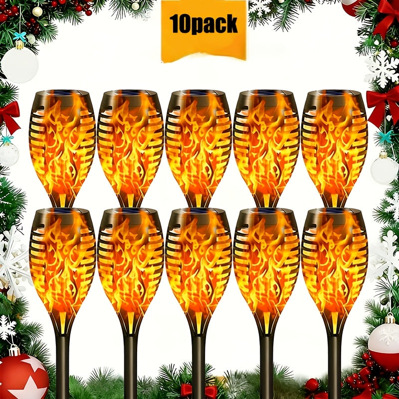 Solar Torch Lights Outdoor Flame Effect LED Garden Yard Decor Waterproof IP55 Warm White Colored 2 8 10 20 Pack