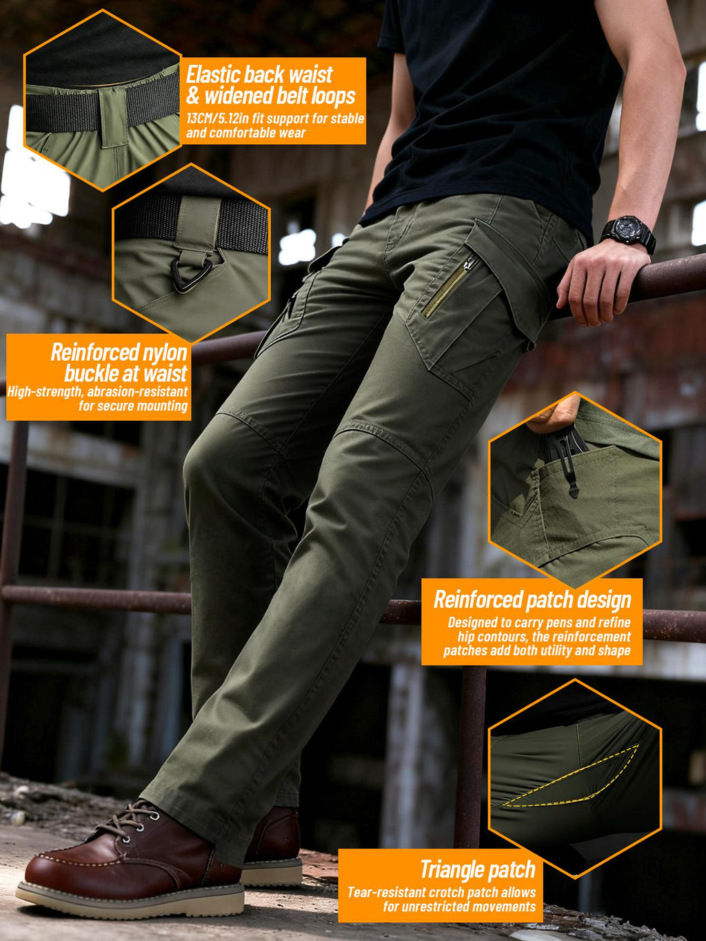 IX9 Men's Tactical Pants Quick Dry Breathable Tear-Resistant Multi-Pocket Slim Fit 3D Tailoring for Hiking Camping Climbing Fishing S-XXL