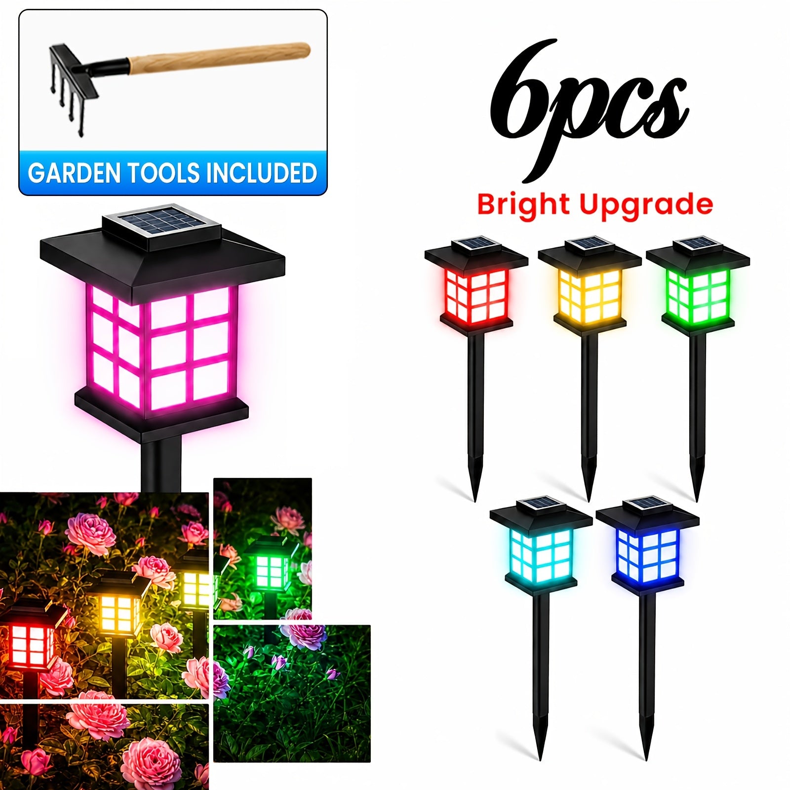 Solar Pathway Lights Outdoor IP55 Waterproof LED 10-Hour Runtime – Garden Driveway Landscape Stake Lights Auto Dusk-to-Dawn – Warm White & Color-Changing – 6 12 24 Pack