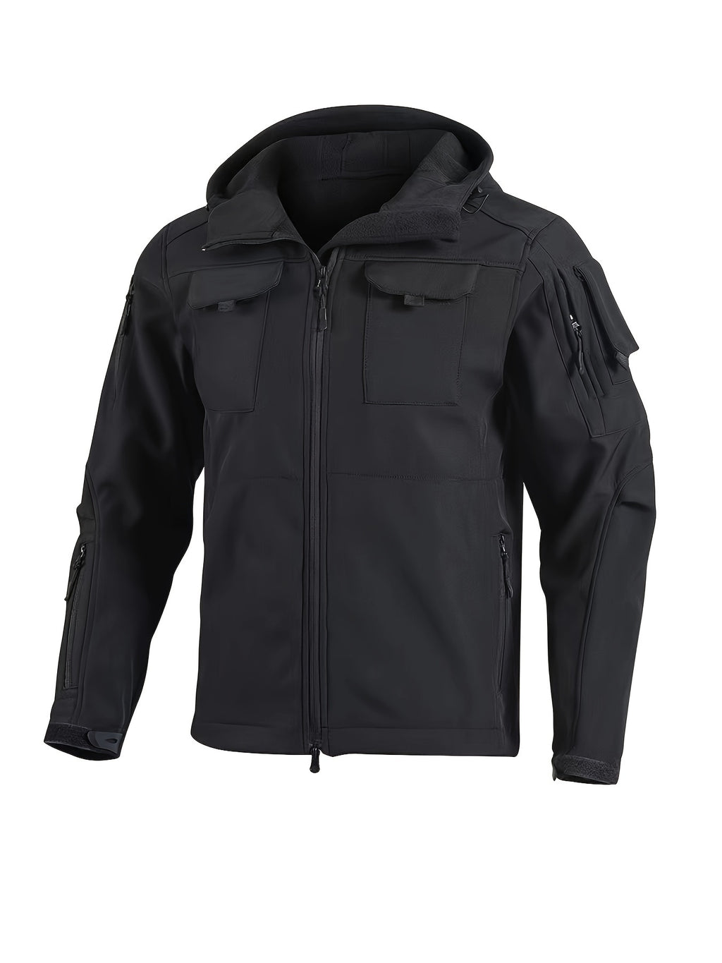 Men's Tactical Jacket Windproof Ripstop Hooded Shell Jacket with Multiple Utility Pockets for Camping Survival Hiking Outdoor Training Sizes S-XXXL Black Green Grey