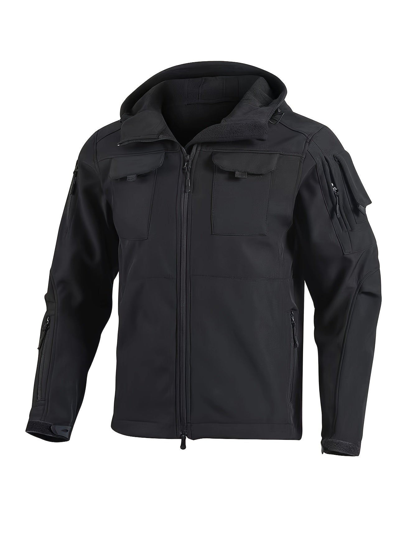 Men's Tactical Jacket Windproof Ripstop Hooded Shell Jacket with Multiple Utility Pockets for Camping Survival Hiking Outdoor Training Sizes S-XXXL Black Green Grey