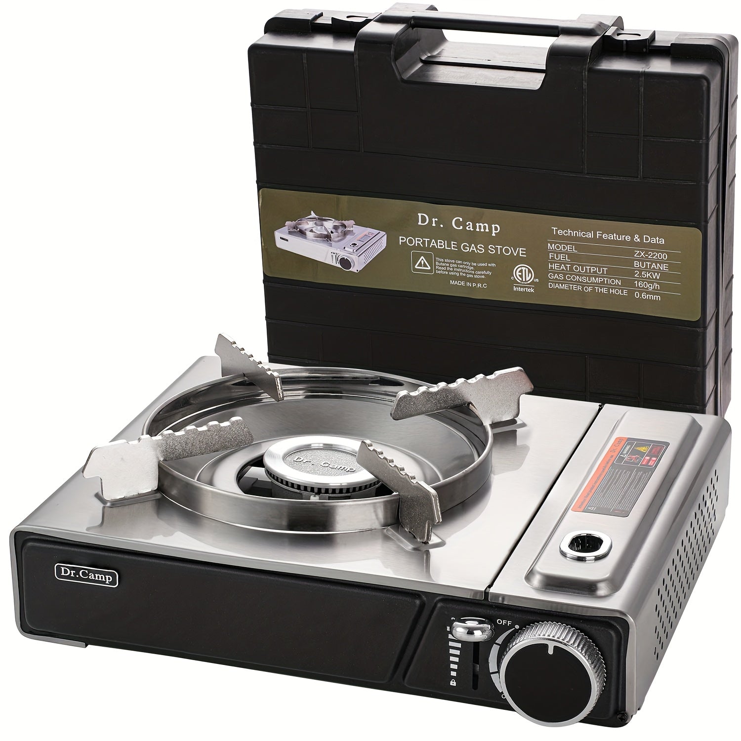 Portable Butane Camp Stove with Piezoelectric Ignition & Safety Lock - Compact Lightweight Camping Gas Stove with Overpressure Protection & Sturdy Base for Camping, Hiking, BBQ, Kitchen & Emergency Use