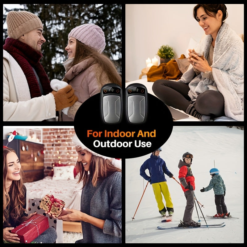 2-Pack Rechargeable Hand Warmers with COB Light & Magnetic Base - 12 Hours Warmth Electric Portable Hand Warmer with High Lumen Flashlight for Camping, Hiking, Winter Outdoor Use - Christmas Gift for Women Men