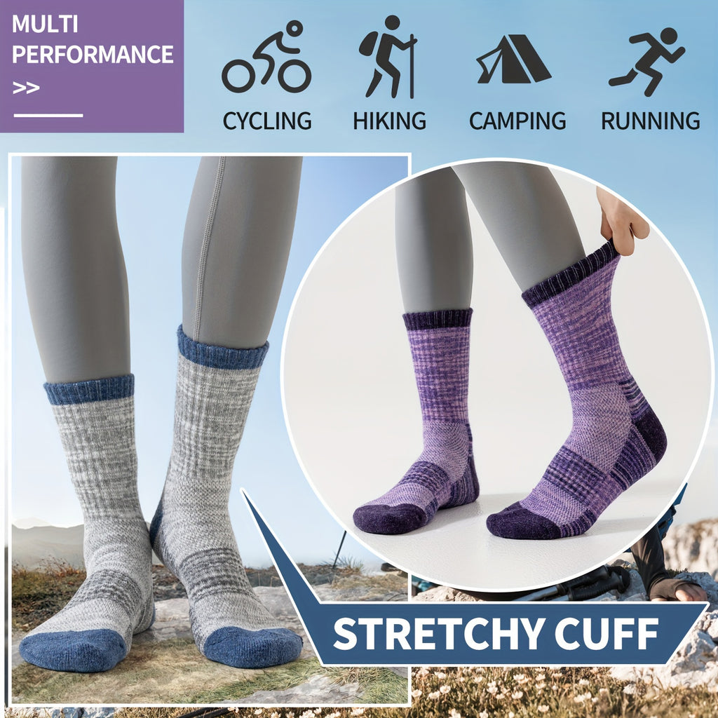 Merino Wool Hiking Socks 5 Pairs Men & Women – Compression Support, Thick Cushion, Sweat-Wicking & Breathable – Sizes M & L – Multicolor, Dark & Earth Tones – Outdoor Trail & Cold Weather Sock Gift Set