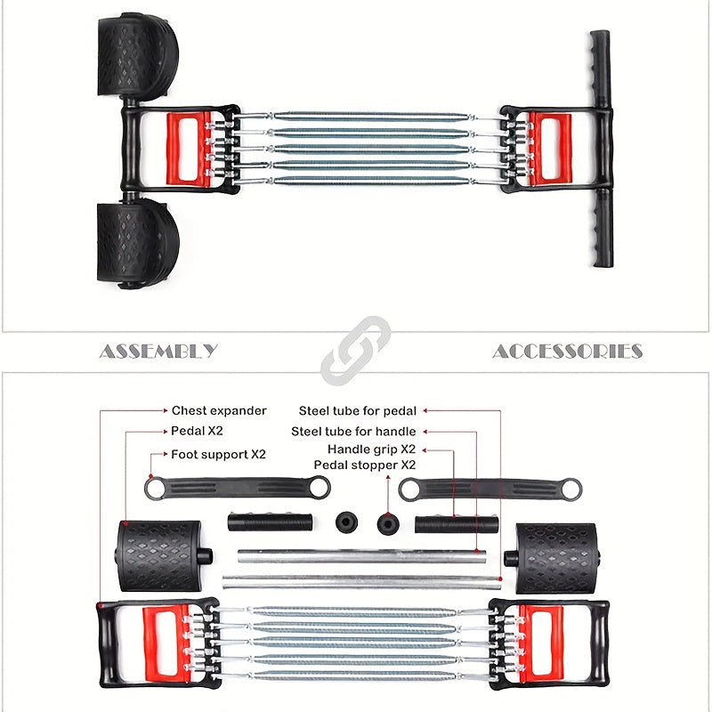 Stainless Steel Pedal Puller Multifunctional Tensioner Adjustable Resistance Arm Chest Muscle Training Bodybuilding Sit-Up Strength Workout