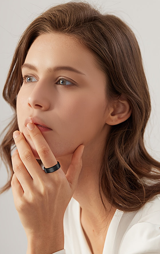 Smart Fitness Ring Bluetooth 5.3 Heart Rate HRV Sleep Steps Calorie Body Temp Stress Tracker No Subscription iPhone Android Compatible Sizes 7-13 Black Silver Gold