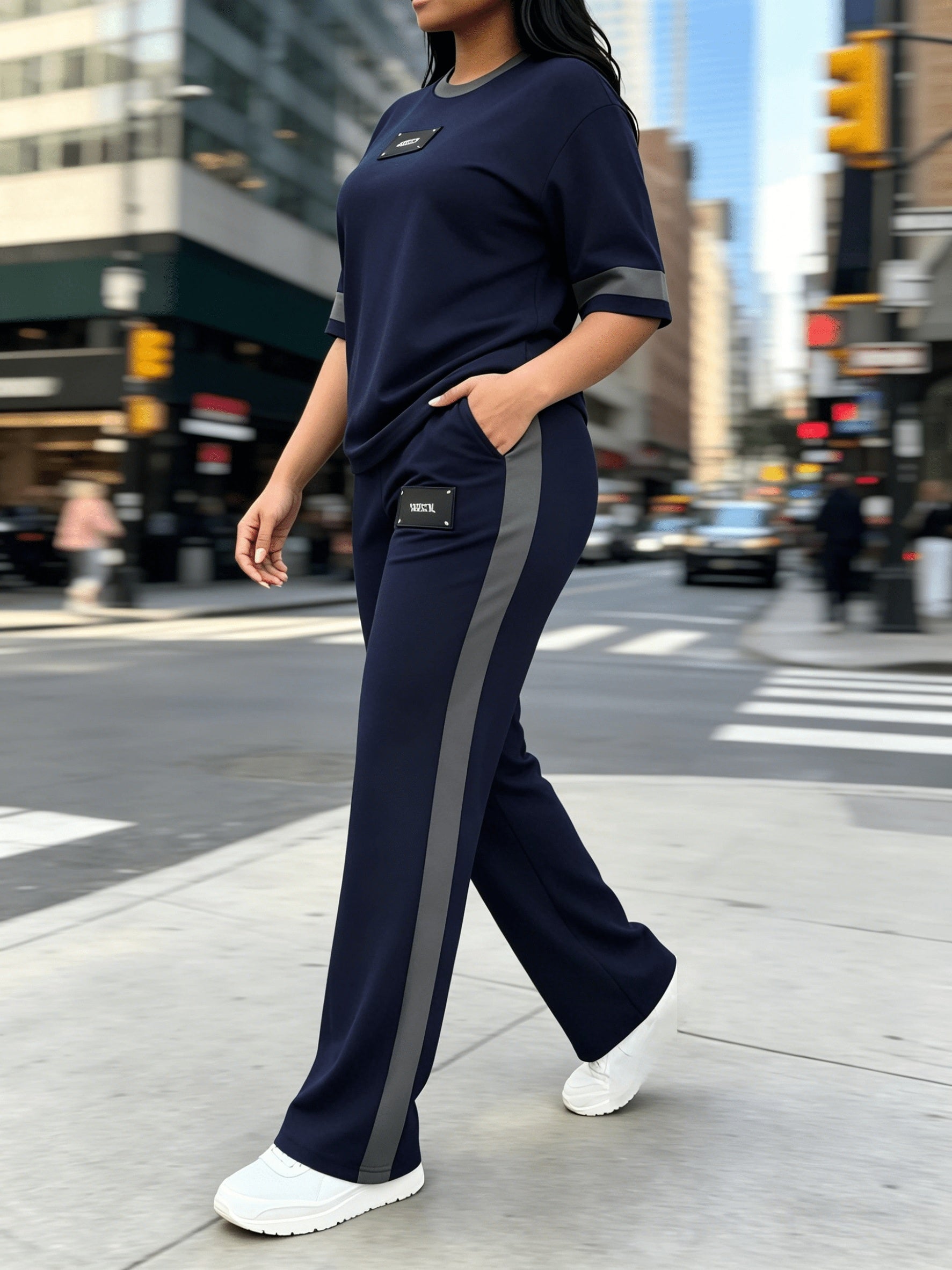 Women's Two-Piece Casual Set Long Sleeve Crew Neck Top Wide Leg Pants Stretchy Soft Loungewear Tracksuit Spring Summer Workout Commute Outfit S-XXL Multi-Color
