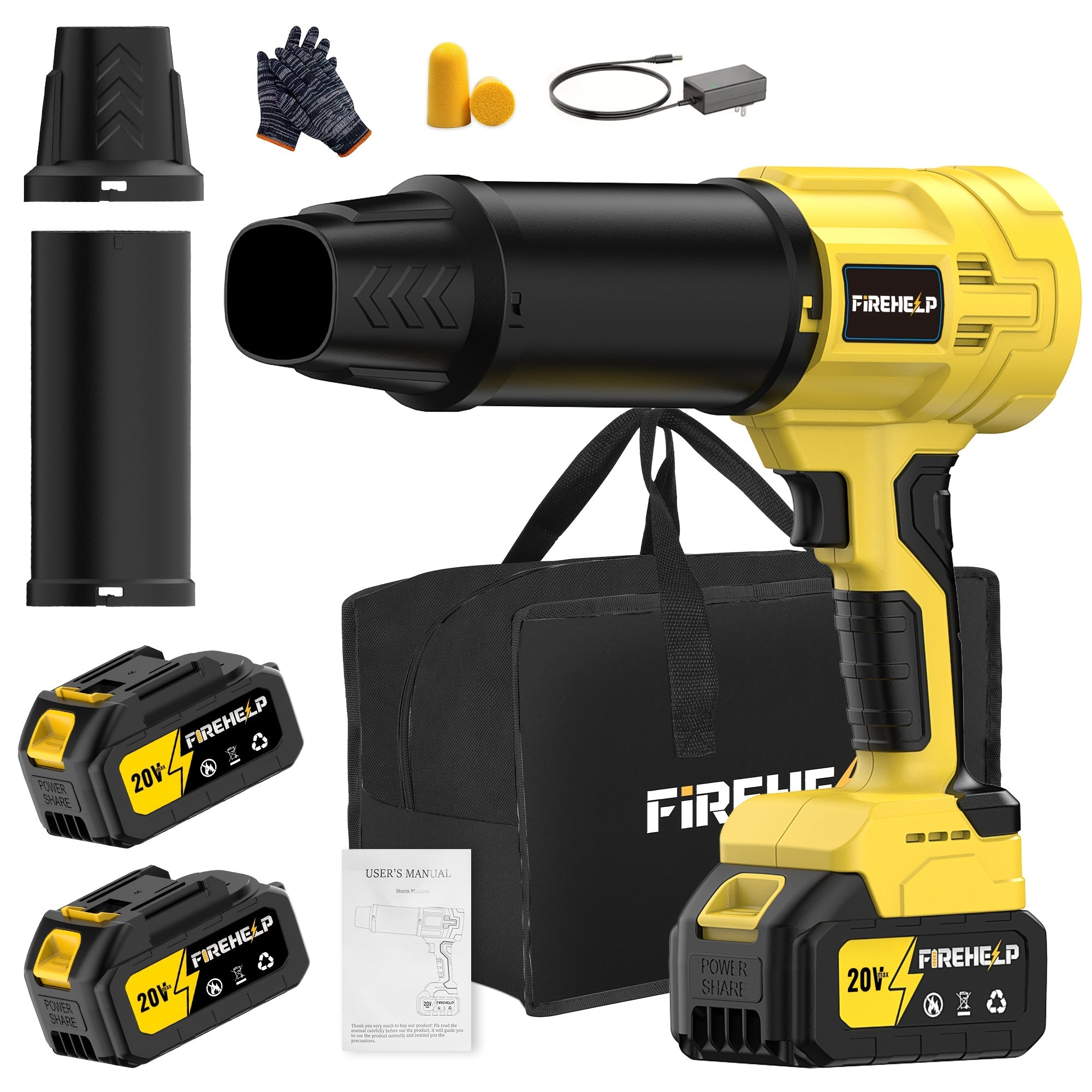 Cordless Leaf Blower 20V 50000RPM – Turbo Air Blower for Leaf Blowing, Snow Removal, Car Drying & Dust Cleaning, Rechargeable Lithium Battery, Lightweight Handheld Outdoor Tool