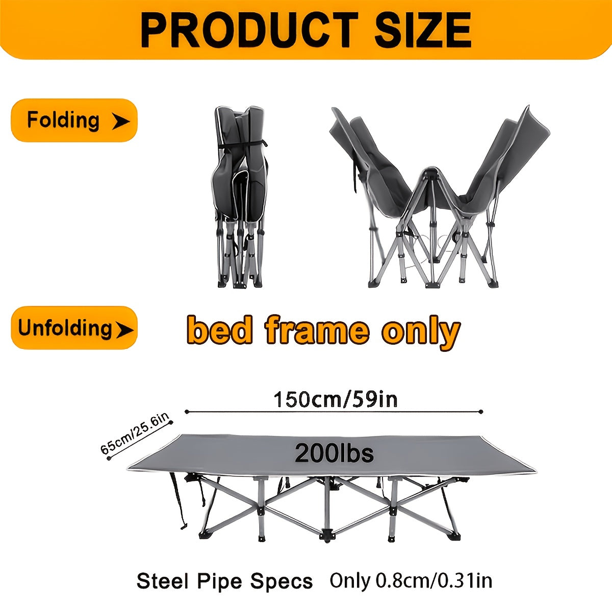Folding Camping Cot with Mattress & Side Pockets - Heavy Duty Portable Adult Sleeping Bed, Foldable Guest Cot for Camping, Backyard, Patio, Office & RV, Compact Easy Fold