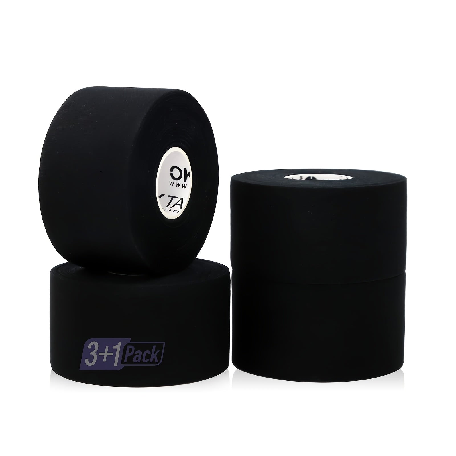 Athletic Sports Tape 4 Rolls 45ft Each – High-Adhesion Finger Ankle Wrist Joint Support Tape for Athletes Trainers Baseball Bat Grip Hockey Stick Wrap Basketball Football Volleyball Martial Arts Gym Weightlifting Black White Dark Blue