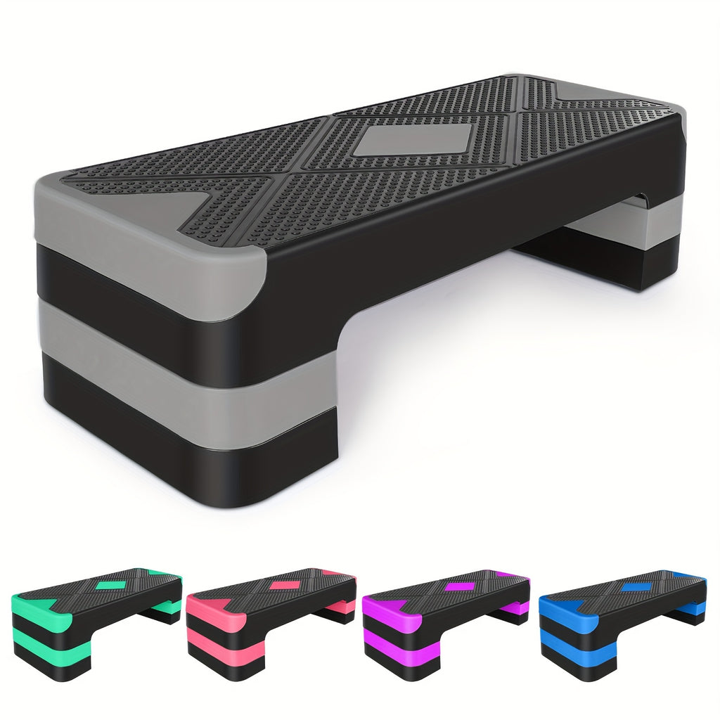 Aerobic Step Platform Adjustable Height 4-6-8 Inch Non-Slip Workout Stepper – Home Gym Cardio Fitness Trainer for Beginners & Advanced Men Women