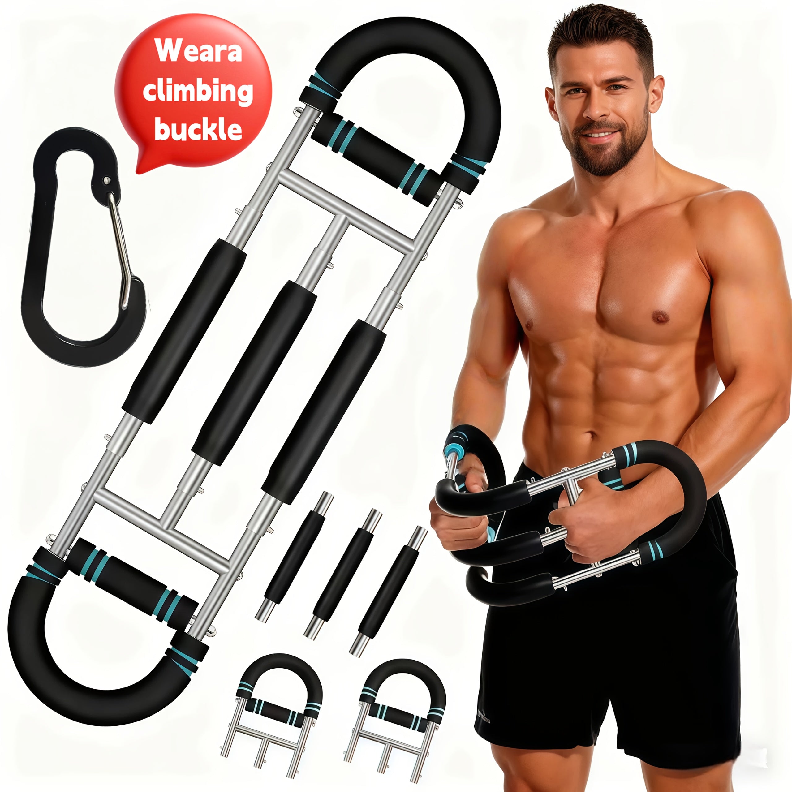 Arm Strength Trainer 3-Bar 3-Level Adjustable – Portable Detachable Forearm Chest Workout Device for Home Gym, Strength Training Muscle Building