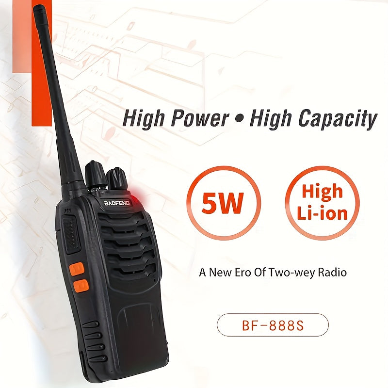 Walkie Talkies Long Range Rechargeable Baofeng BF-888S 16 Channel UHF Two Way Radio with Earphones – 2-Pack & 4-Pack for Camping Hiking Hunting