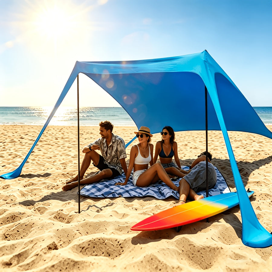Pop Up Beach Tent Sun Shelter Large Canopy for 4-6 Adults Lightweight Portable 5 Minute Setup for Beach Camping Fishing Picnic Backyard