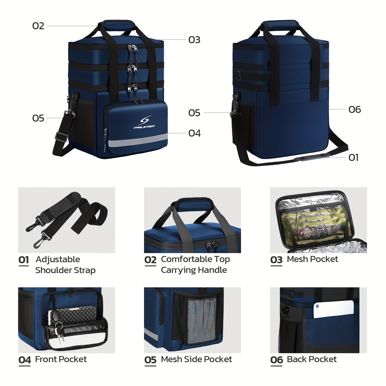 Large Insulated Lunch Bag Triple Compartment 5 Gallon Leakproof – Professional Cooler Tote with Shoulder Strap for Men Women Work Office Camping