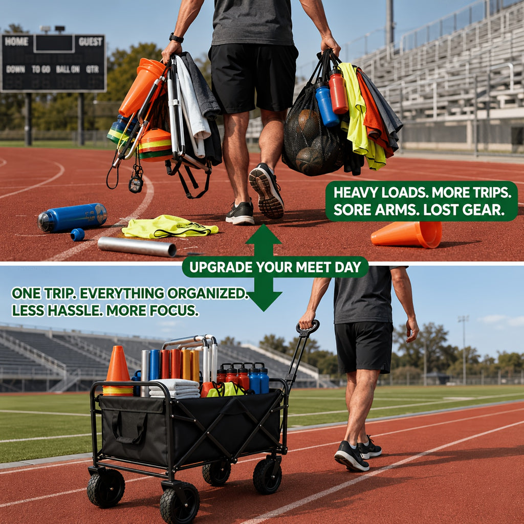 Heavy-Duty All-Terrain Folding Wagon Cart - 220/330/450LBS Capacity, Iron Frame & 800D Oxford Fabric, No Assembly Required for Camping, Beach, Garden & Sports (3 Colors)