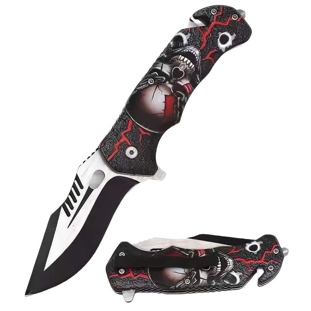 Folding Pocket Knife for Camping Hunting Fishing Hiking – Stainless Steel Blade Glass Breaker Ambidextrous Clip Knife for Men Women Outdoor EDC Survival Knife Gift