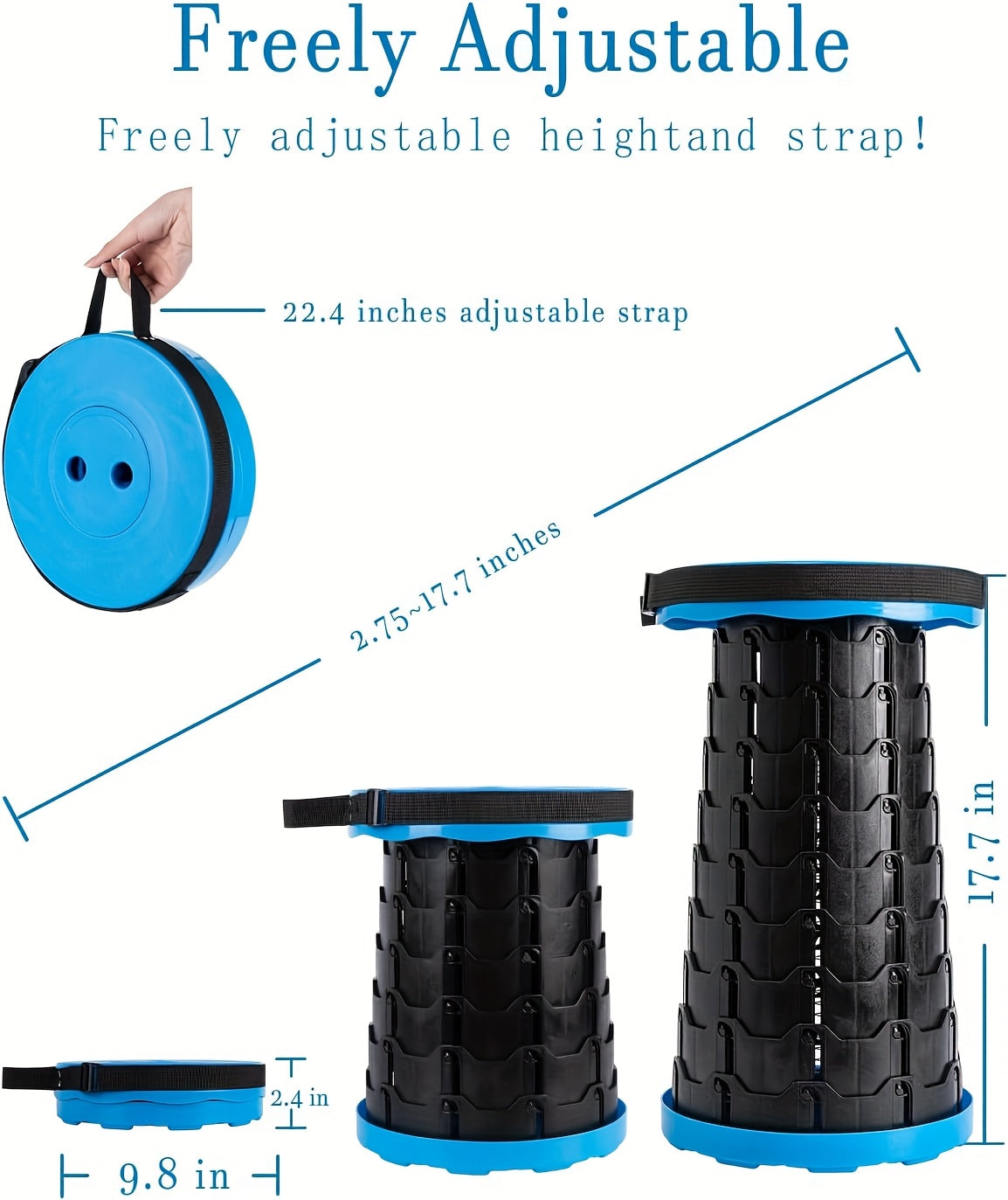 Portable Folding Telescopic Stool 400 Lbs Capacity – Lightweight Foldable Seat for Outdoor Camping Fishing Hiking Indoor Kitchen Use
