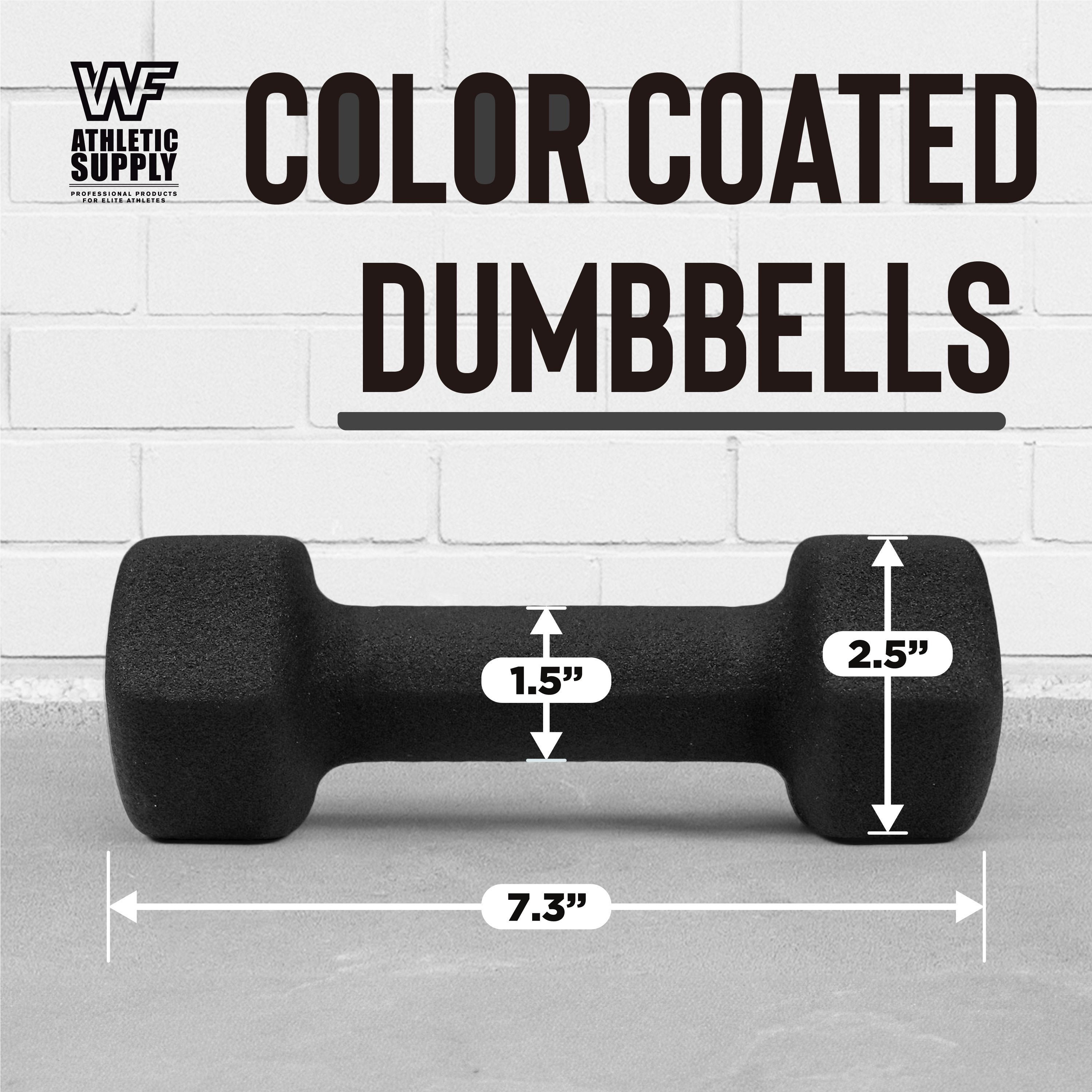 Neoprene Hex Dumbbells Pair Color-Coded Cast Iron Non-Slip Hand Weights for Women Men Strength Training Home Gym Workout 2LB 5LB 8LB 12LB 15LB Anti-Roll