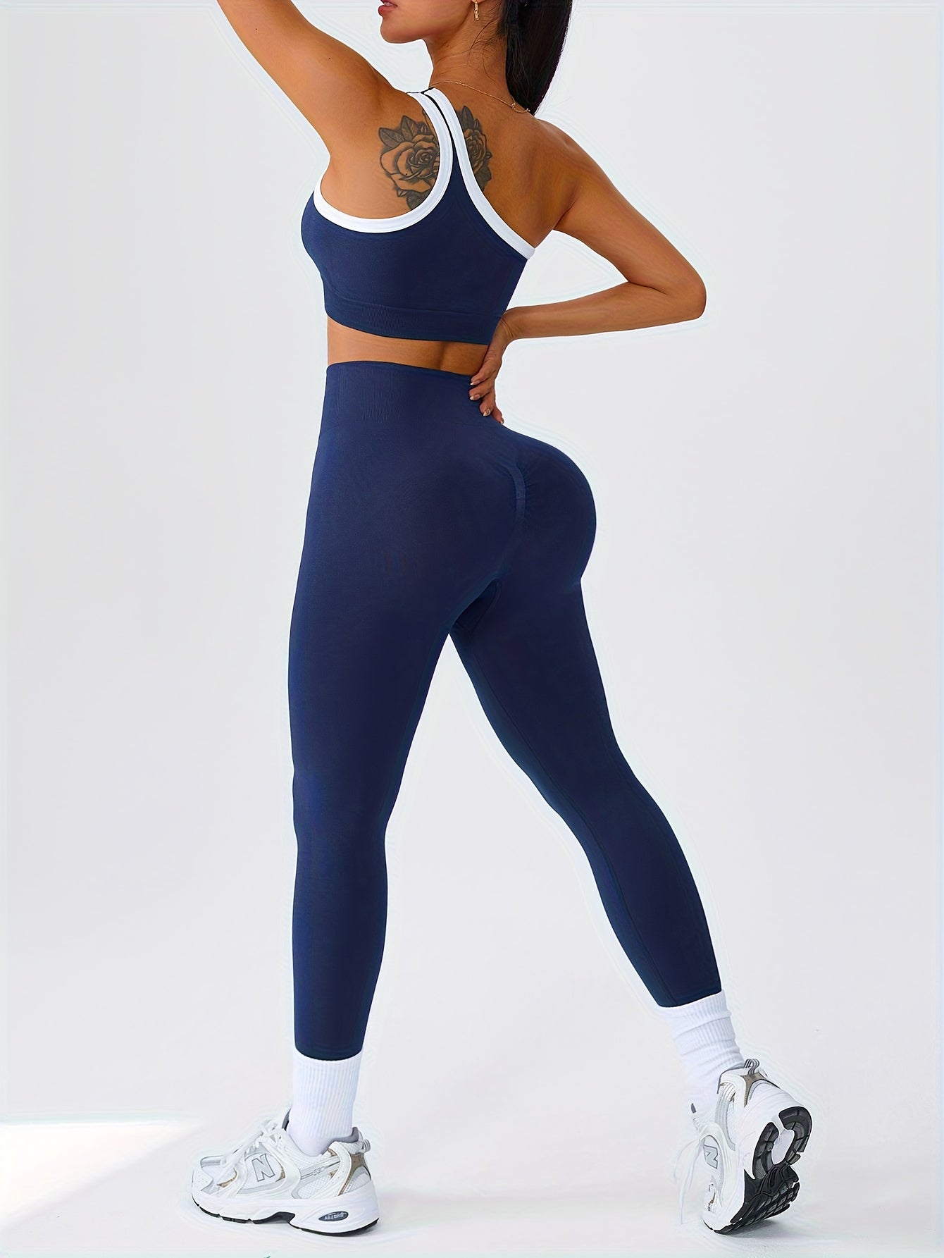 High-Waisted Butt-Lifting Leggings & Sports Bra Set for Women 2-Piece Stretchy Yoga Workout Outfit Solid Color Running Activewear with Camisole Top XS-XL