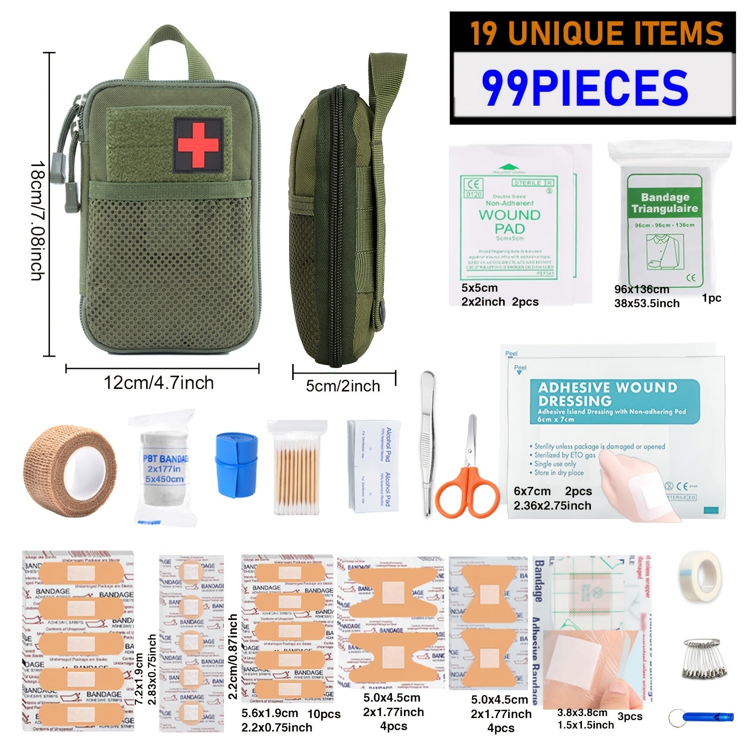 First Aid Kit 399-Piece Professional Portable Survival Gear for Hiking Camping Hunting Car Boat Travel Emergency Disaster Preparedness Gift for Men