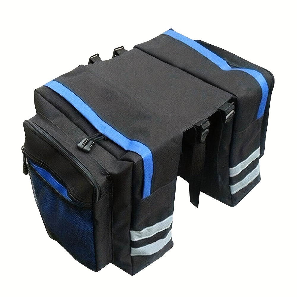 Bike Bag Set 3-Piece Cargo Rack Bag + Saddle Bag + Shoulder Bag – 13.21 Gal Large Capacity Cycling Storage for Road Mountain Commuter Bike Touring – Red Black Blue