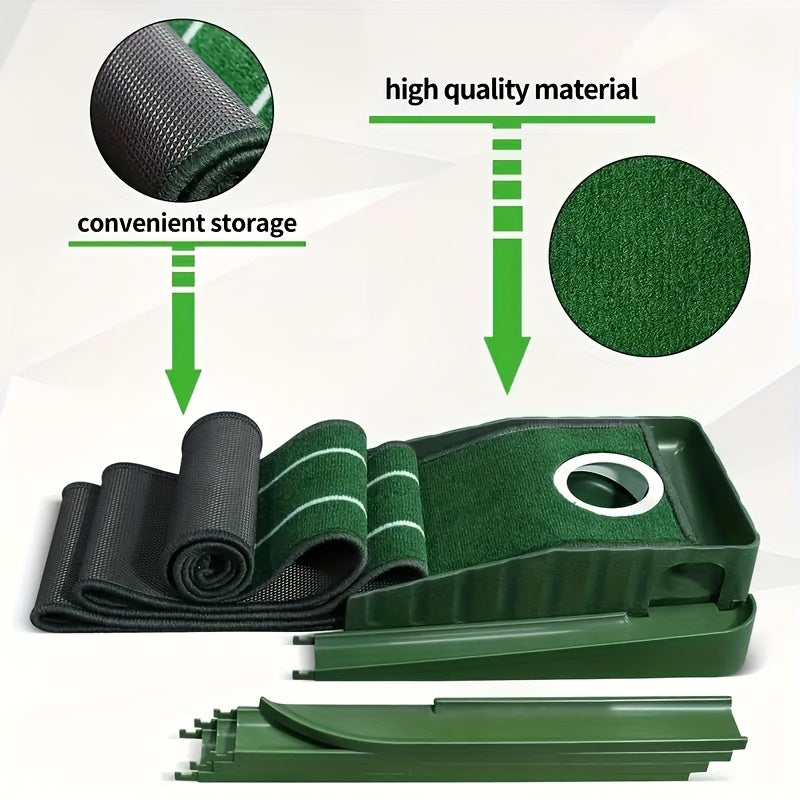 Golf Putting Mat with Automatic Ball Return System – 3/5/7ft Professional Putting Green, Ball Collector & Putting Tracks | Indoor & Outdoor Golf Training Aid for Skill Improvement