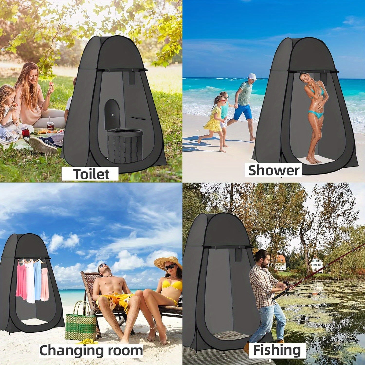 Portable Camping Toilet with Privacy Tent Pop Up Potty Shelter 12 Toilet Bags for Adults Outdoor Camping Travel Changing Shower