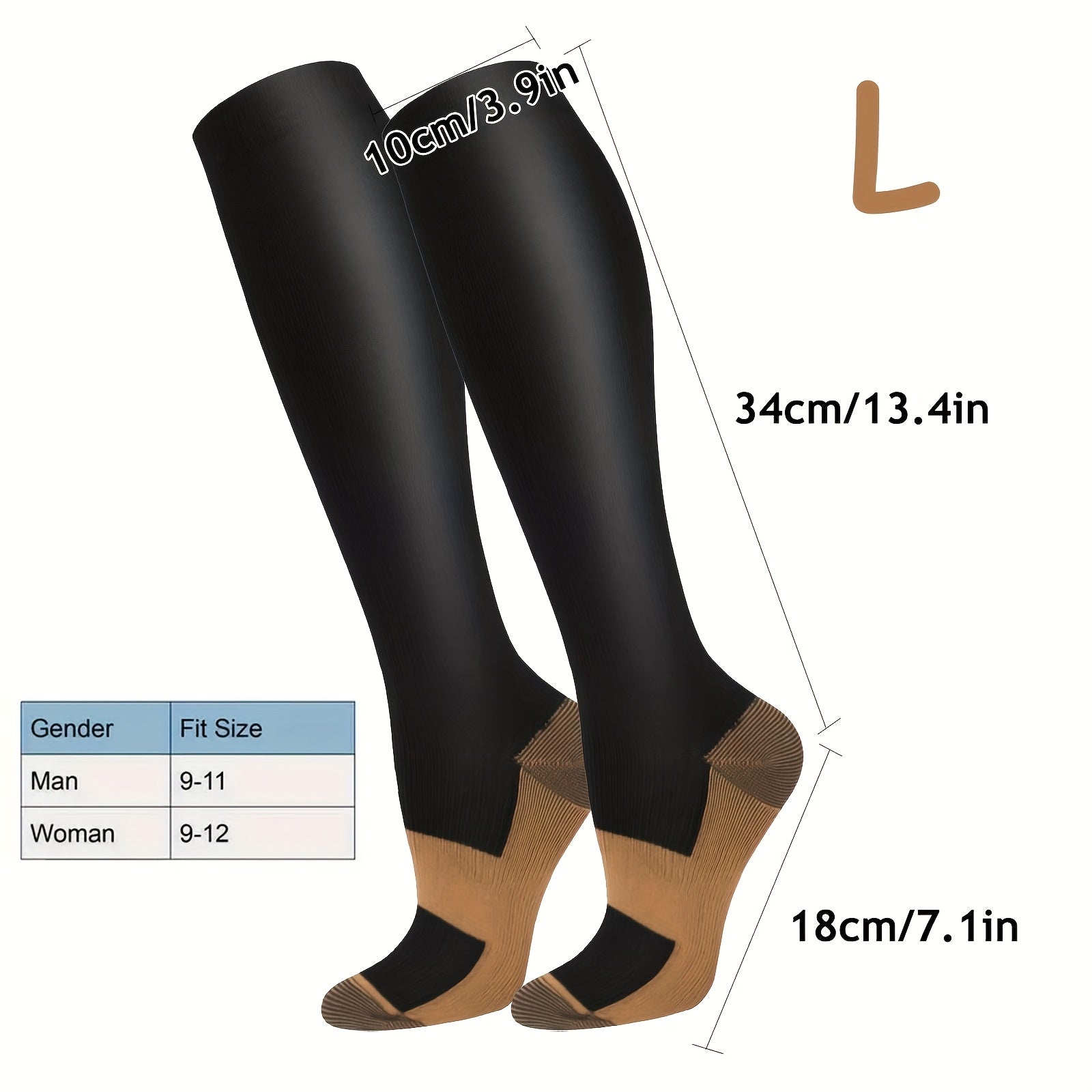 10 Pairs Copper Compression Socks Knee High for Women & Men – Circulation Support for Running Hiking Travel Daily Wear S-XXL