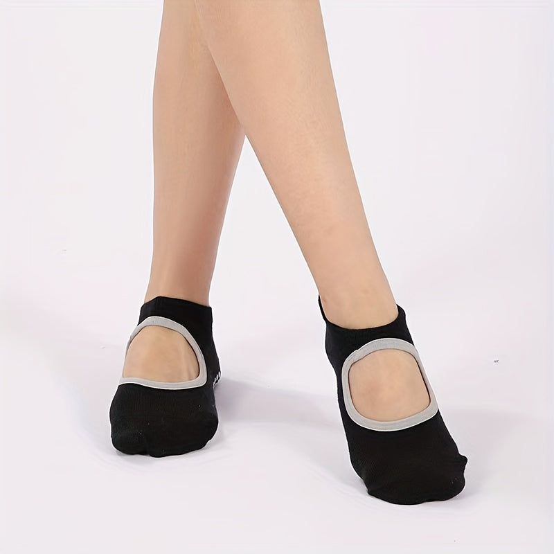 Non-Slip Yoga Socks for Women 4 Pairs Grip Socks with Silicone Dots Open Toe Design Pilates Barre Ballet Dance Fitness Socks Mixed Colors All Seasons