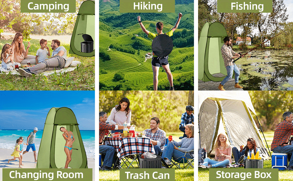 Portable Camping Toilet with Privacy Tent Pop Up Potty Shelter 12 Toilet Bags for Adults Outdoor Camping Travel Changing Shower
