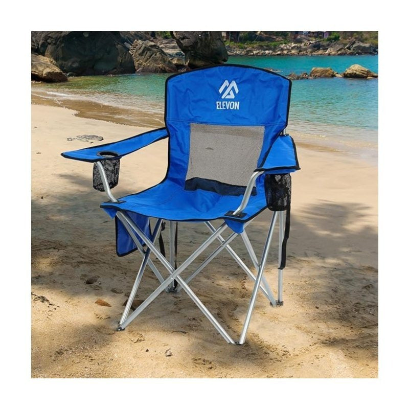Folding Camping Chair with Canopy Sunshade Portable Beach Chair – 225 lbs Support Wide Seat Cup Holder Carrying Bag for Outdoor Lawn