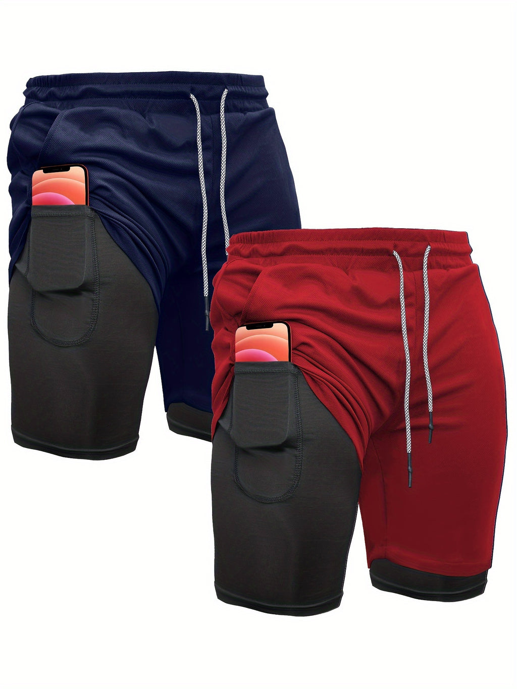 Men's 2-in-1 Running Shorts with Compression Liner – 7 Inch Quick-Dry Workout Shorts for Gym, Yoga & Outdoor Sports, Sizes S-XXL, 3 Colors