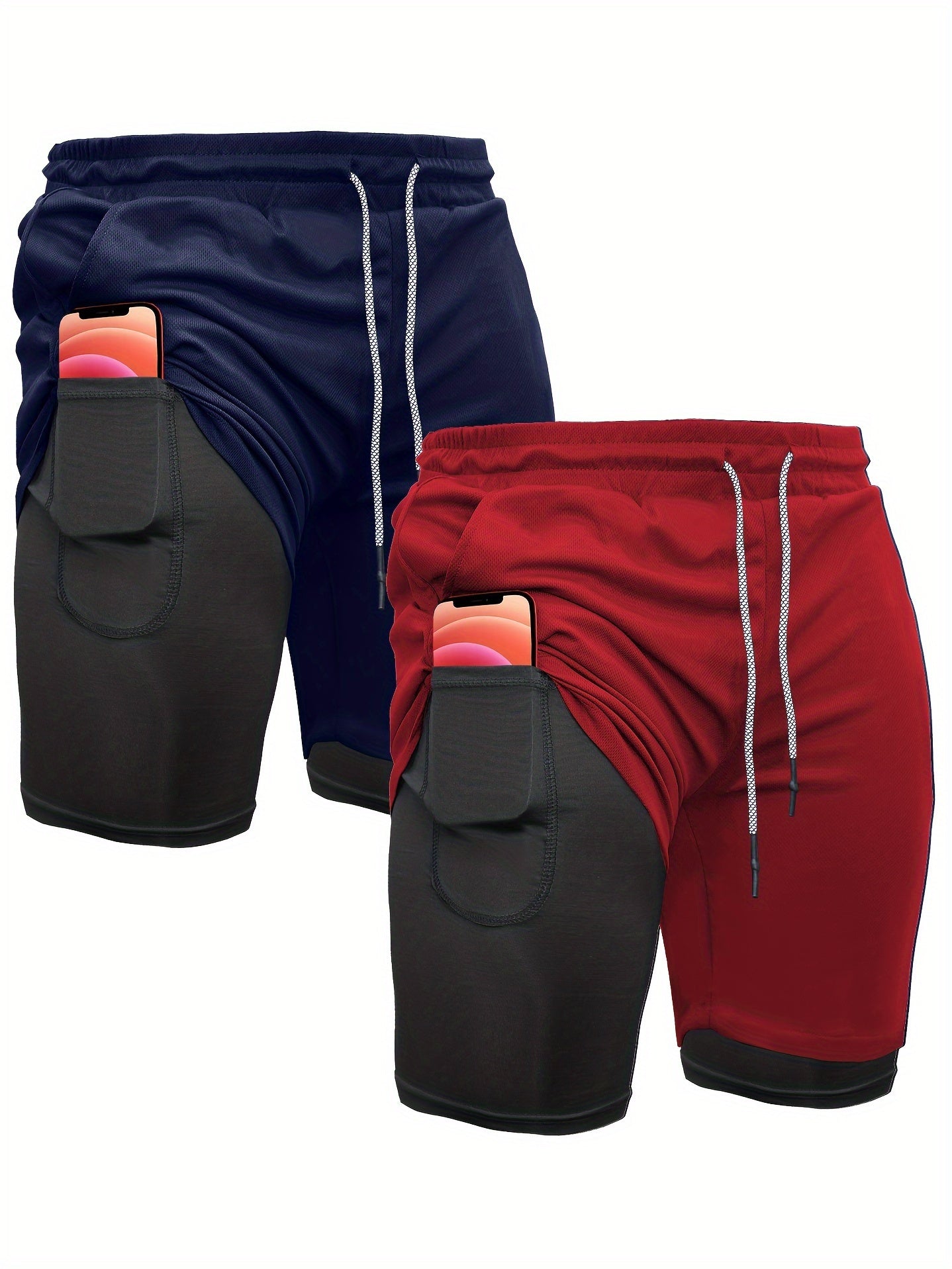 Men's 2-in-1 Running Shorts with Compression Liner – 7 Inch Quick-Dry Workout Shorts for Gym, Yoga & Outdoor Sports, Sizes S-XXL, 3 Colors