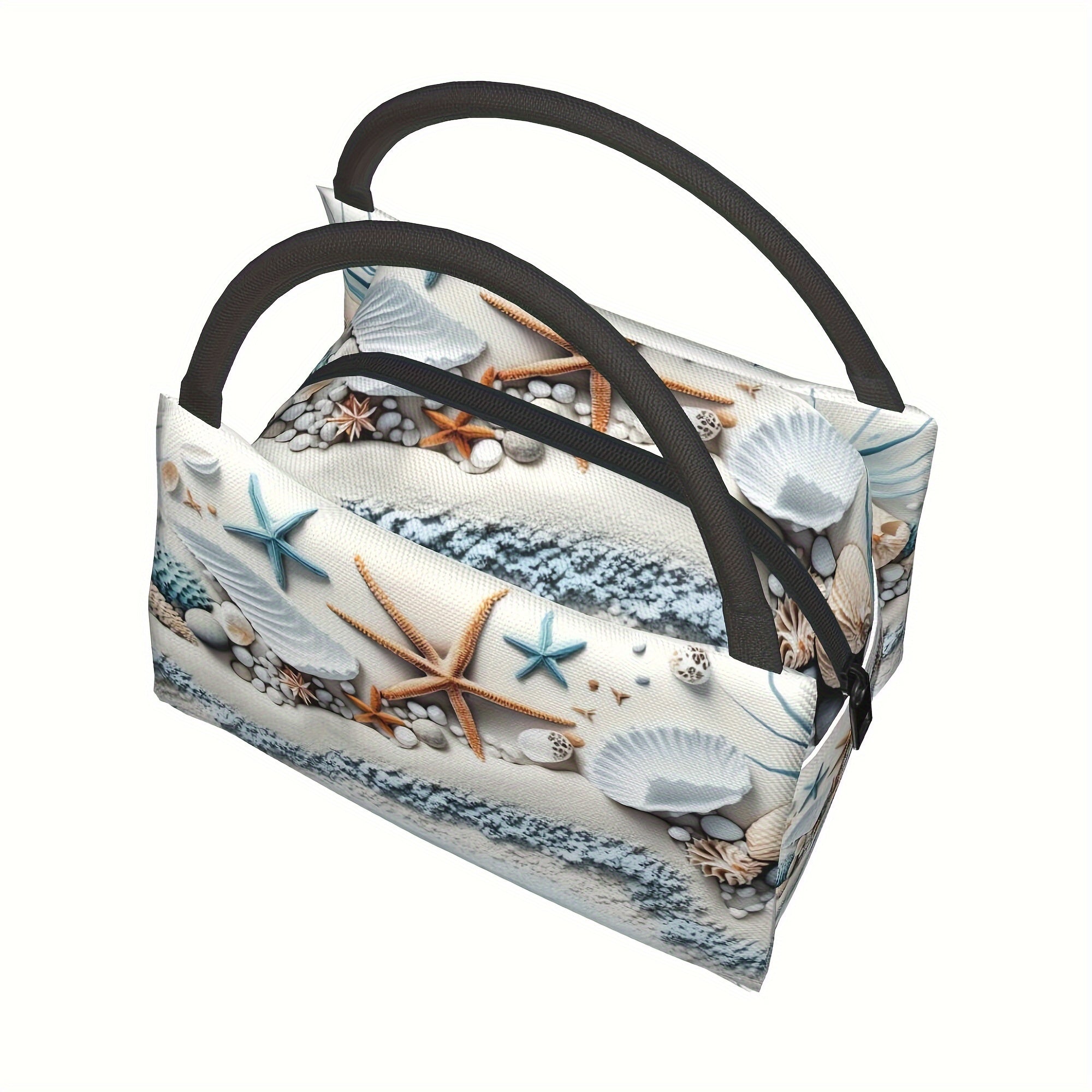 Insulated Cooler Bag Shell Design Lunch Tote – Reusable Polyester Beach Bag for Camping Picnics Outdoor Adventures Food & Drink Cooler 11x6.5x7 Inch