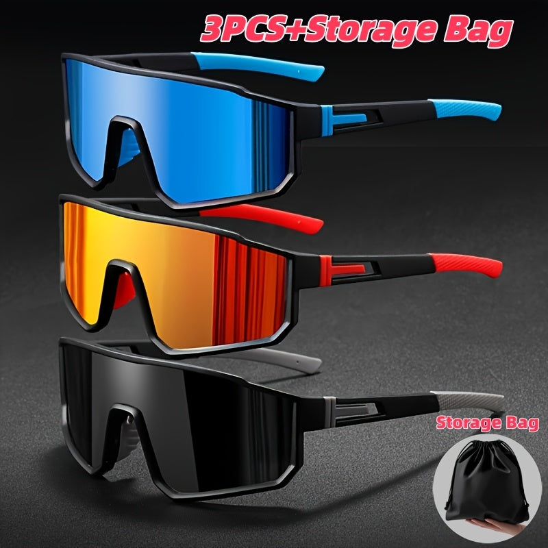 Mirrored Sports Sunglasses 3-4Pcs Set – PC Polycarbonate Lens Fashion Glasses for Men Women Casual Wear Festival Outdoor, Multiple Colors