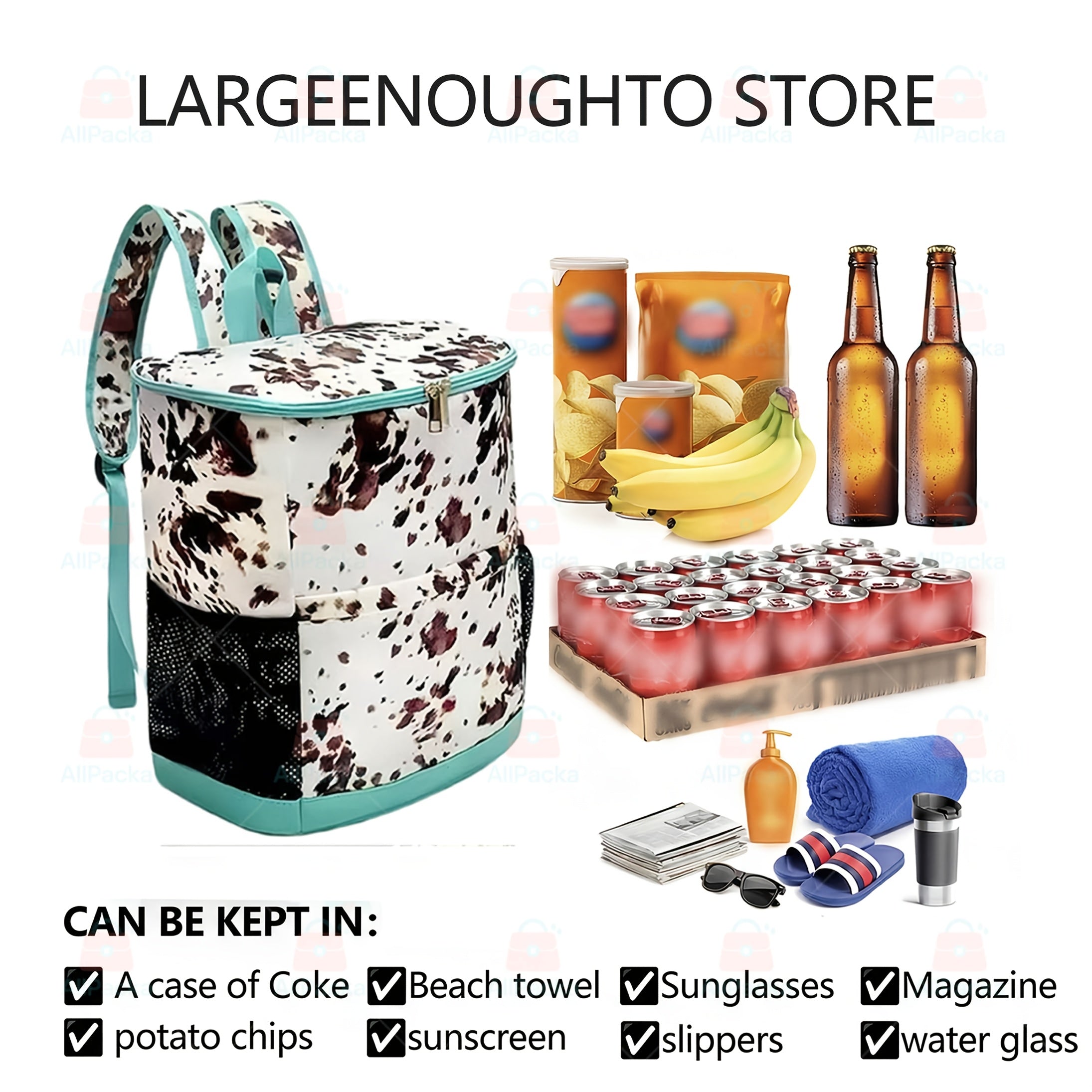 Insulated Cooler Backpack 30-Can Leopard Print Nylon Portable Cooler Bag with Mesh Pockets Adjustable Straps for Beach Camping Picnic Outdoor Travel Daily Use