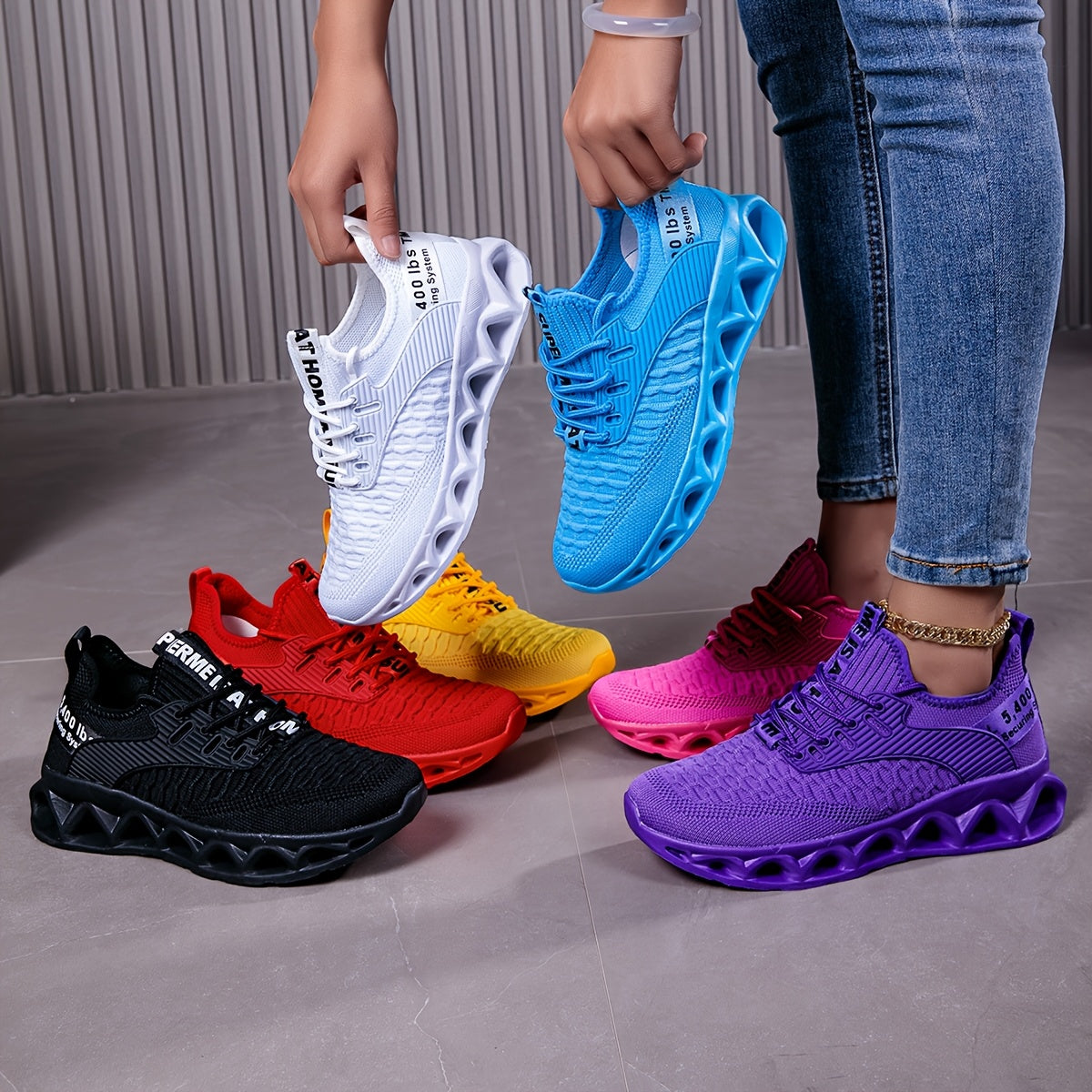 Women's Breathable Running Sneakers Non-Slip Blade Sole – Lightweight Cushioned Gym Walking Work Outdoor Training Shoes for Women US Size 6.5-12.5 – 7 Colors
