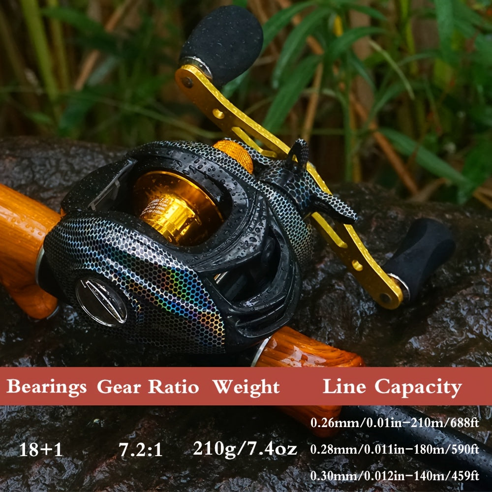 Baitcasting Reel Ultra-Lightweight 22 lb Max Drag - Magnetic Brake System Ergonomic Fishing Reel for Freshwater Saltwater - Left Hand Right Hand Baitcaster for Bass Fishing Casting Reel