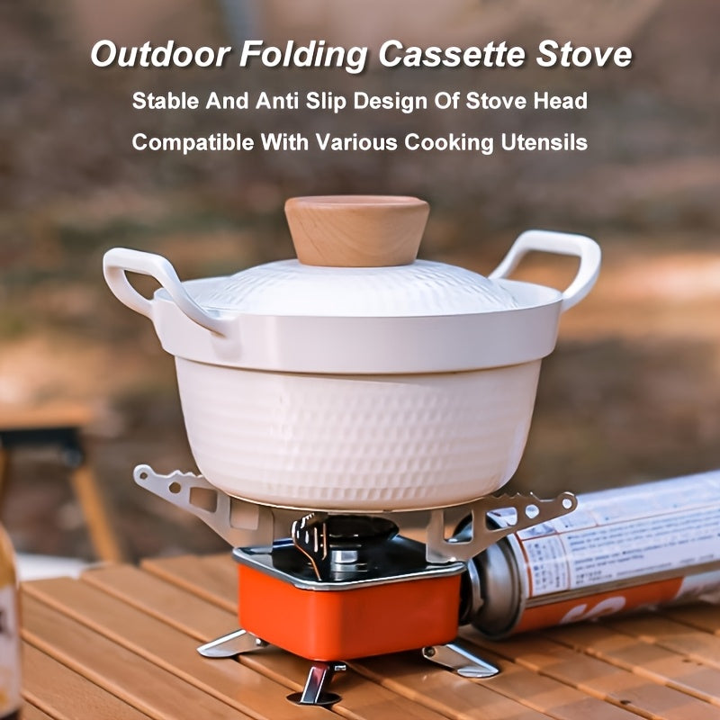Stainless Steel Mini Folding Camp Stove – Portable Windproof Butane Gas Stove with Adjustable Flame for Camping, Hiking, Picnics & Outdoor Cooking