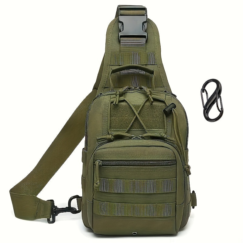 Tactical Sling Bag Outdoor Chest Pack Crossbody – Oxford Fabric Single Shoulder Backpack for Hiking Camping Travel Cycling EDC Hunting – Tan Green Black & American Flag Editions