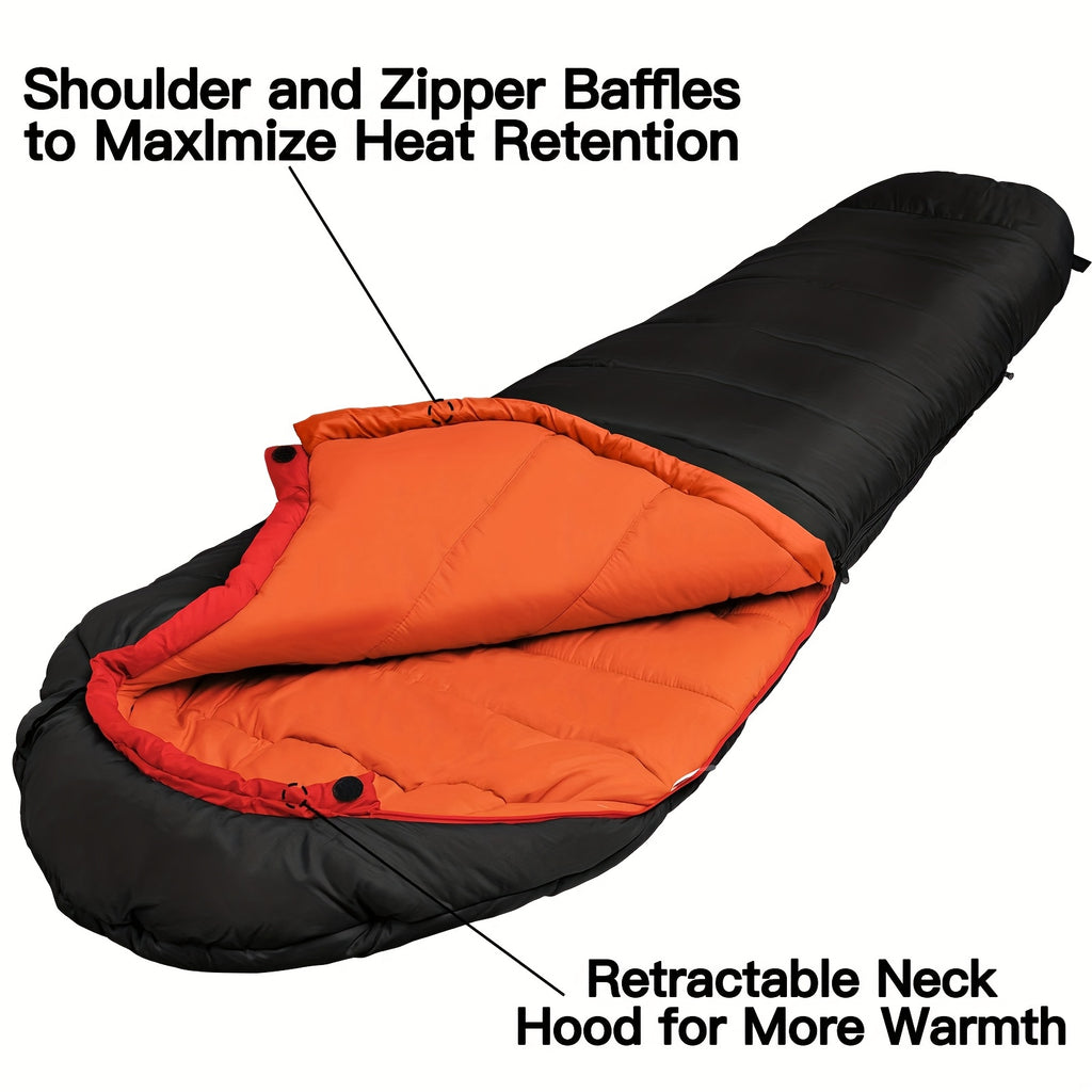 Mummy Sleeping Bag 15-45°F 3-4 Season Cold Weather Ripstop Shell Synthetic Fill Anti-Snag Zipper Lightweight Washable for Backpacking Camping Hiking Adults Up to 6ft